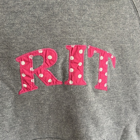 Grey Jansport hoodie with RIT logo in pink with polkadots - Picture 2 of 3